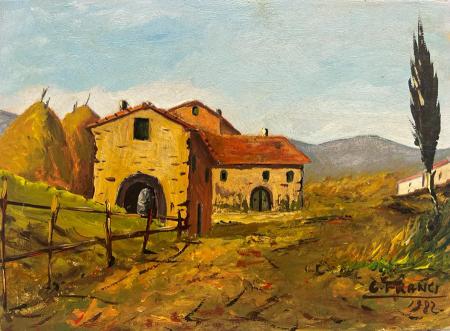 Quadro di G. Franci Paesaggio toscano  - olio tavola 